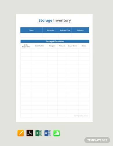 free storage inventory template