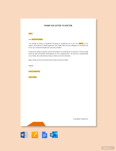 free thank you letter to doctor from patient template