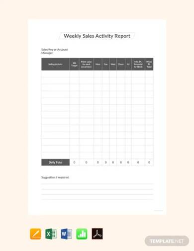 free weekly sales activity report template