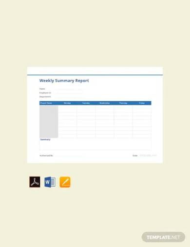 free weekly summary report template