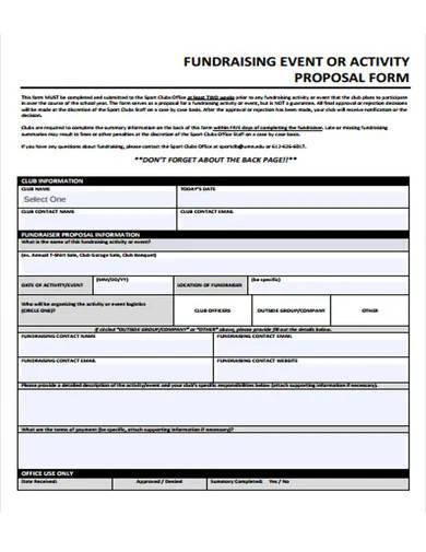 fundraising event proposal form