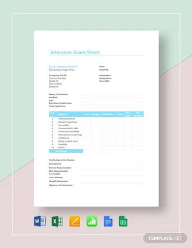 interview score sheet template