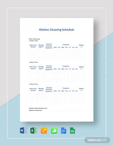 kitchen cleaning schedule template