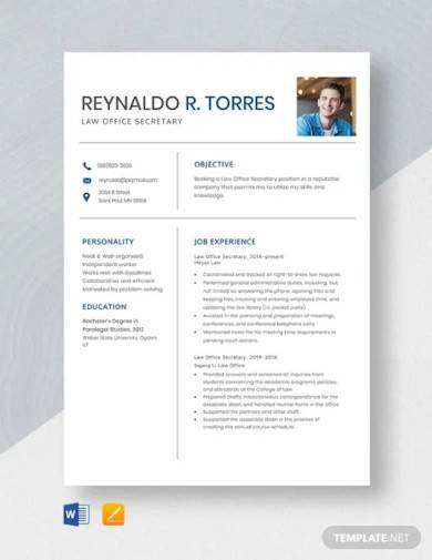 law office secretary resume template