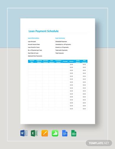 FREE 15+ Loan Schedule Samples in MS Word | MS Excel | Pages | Numbers