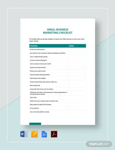 marketing checklist for small business template