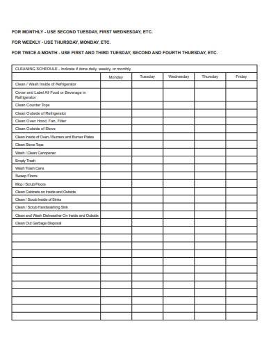 FREE 10+ Restaurant Cleaning Schedule Samples in MS Word | MS Excel ...