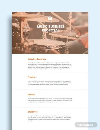 Template For Writing A Music Business Plan