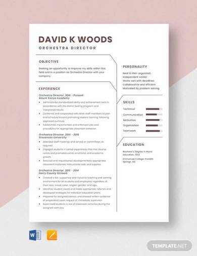 orchestra director resume template