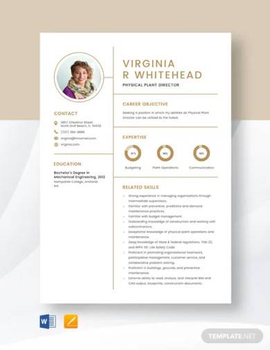 physical plant director resume template