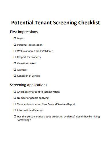 potential tenant screening checklist