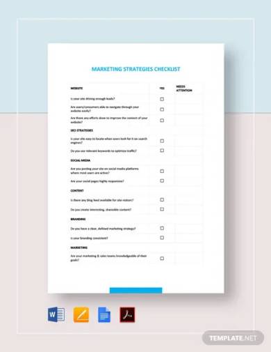 printable marketing strategies checklist template