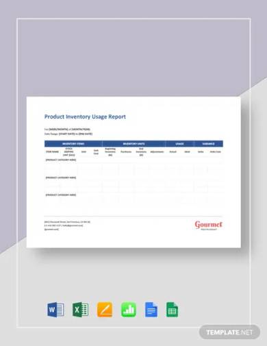 product inventory usage report template