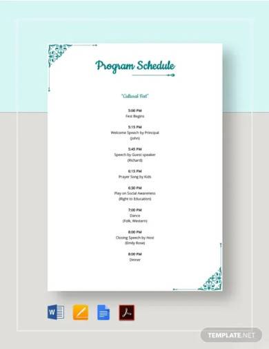 program schedule template