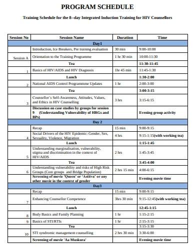 program schedule template1