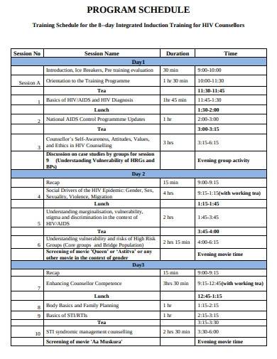 FREE 10 Program Schedule Samples In MS Word Pages Google Docs PDF