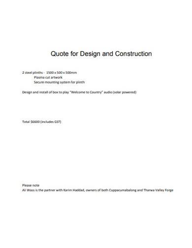 quote for design and construction