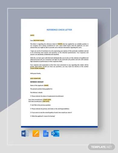 Free Sample Reference Check Templates In Pdf Ms Word Excel Google Docs Pages Ms