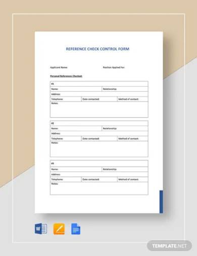 reference checking form template