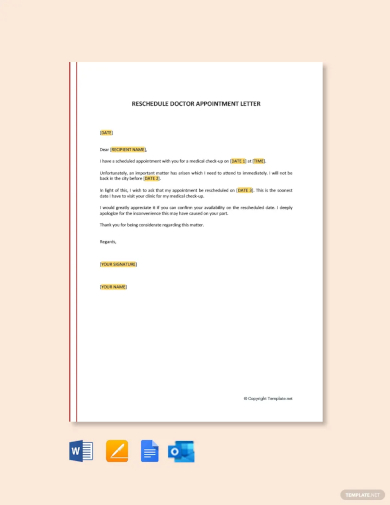 reschedule doctor appointment letter template