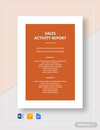 sales activity report template