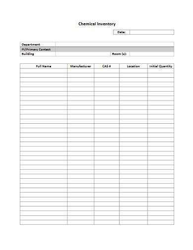 sample chemical inventory form