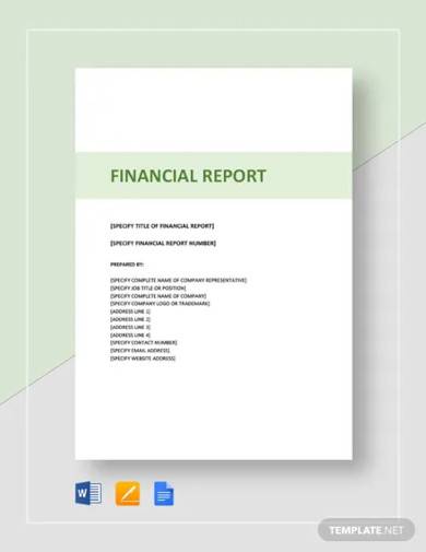 sample financial report template