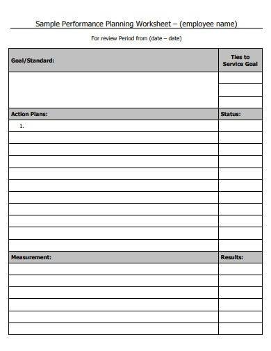 sample performance planning worksheet