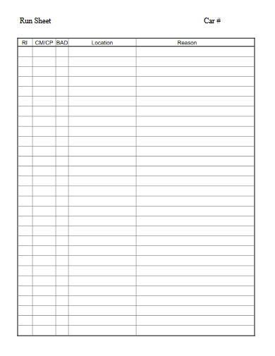 sample run sheet template
