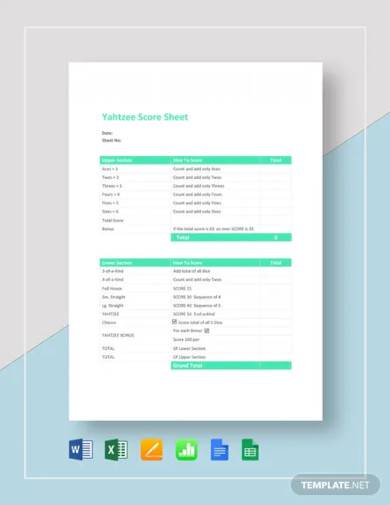 sample yahtzee score sheet template