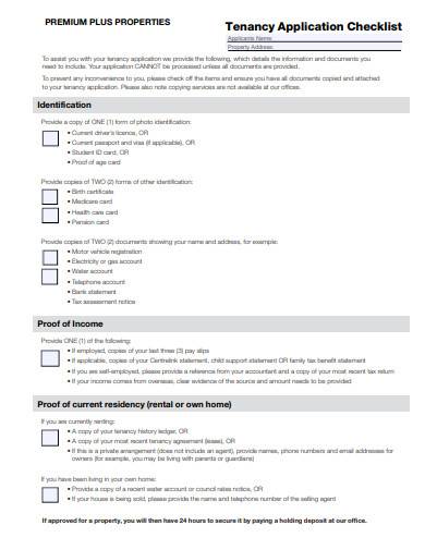 tenancy application checklist