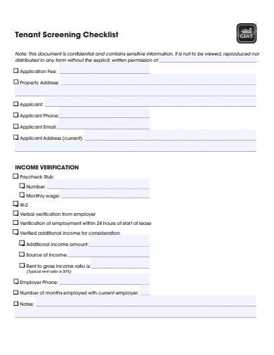 FREE 10 Tenant Screening Checklist Samples In PDF