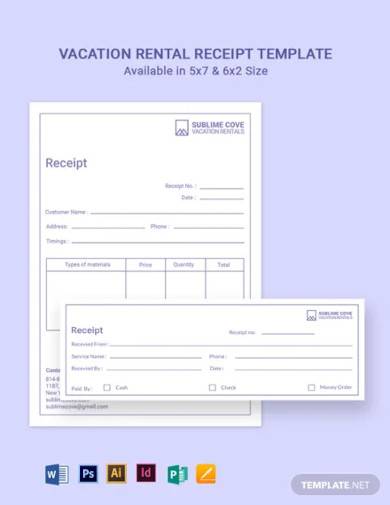 vacation rental receipt template