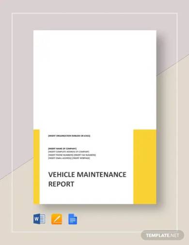 vehicle maintenance report template
