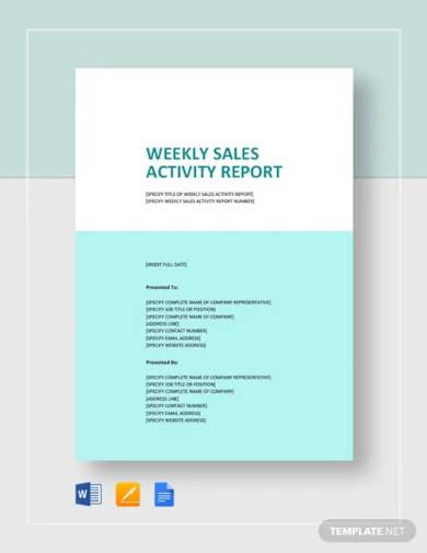 weekly sales activity report template