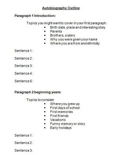 autobiography outline template