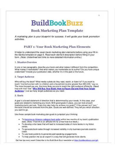 book marketing plan template