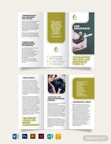 car insurance company tri fold brochure template