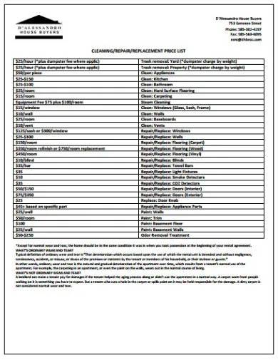 FREE 10 Cleaning Price List Samples In MS Word PSD AI Publisher 
