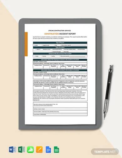 construction incident investigation report template