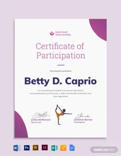 creative yoga certificate template