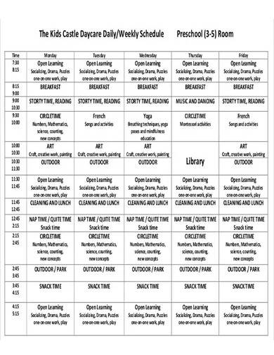 FREE 10 Daycare Schedule Samples In MS Word Pages Google Docs PDF