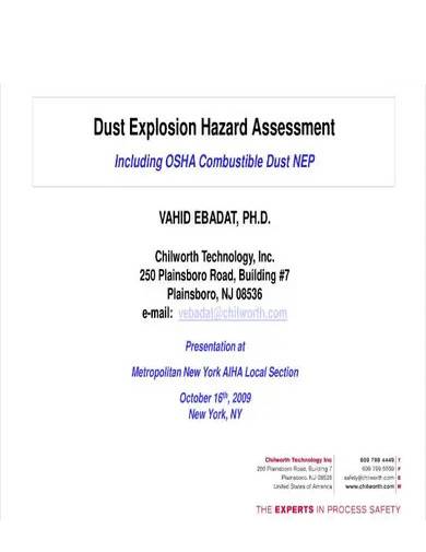dust explosion hazard assessment