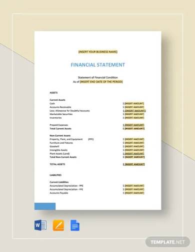 financial statement template