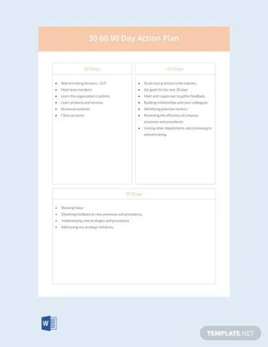 free 30 60 90 day action plan template