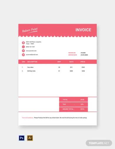 free bakery invoice template