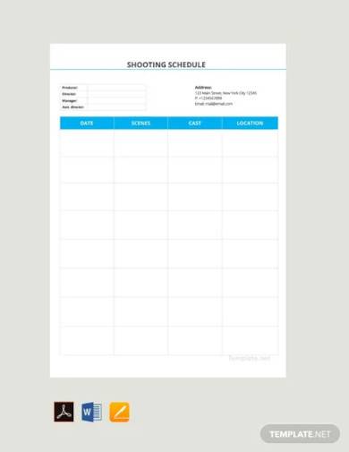 free blank shooting schedule template