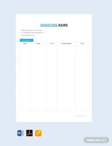 free film shooting schedule template