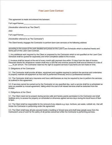 free lawn care contract template