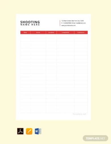 free movie shooting schedule template